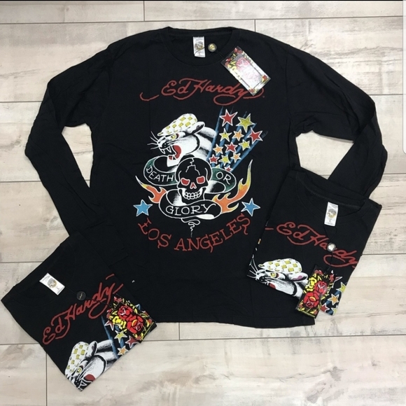 NWT Ed Hardy Unisex Black Long Sleeve Shirt. - Picture 7 of 8